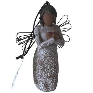 Willow Tree Angel with Floral Design - Brown and Cream